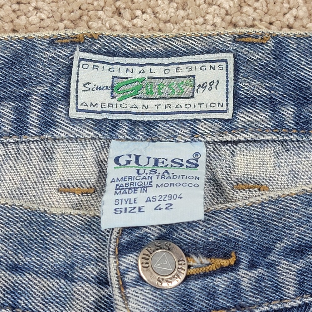 Vintage Guess Jeans USA Mens 42X34 Relaxed Straight Leg Denim Blue AS22904 90s